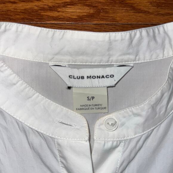 Club Monaco White Cinch Sleeve Organic Cotton Button Up Shirt Size Small - Picture 13 of 14